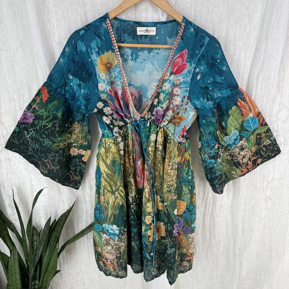 Natural Life Isabella Mini Dress S Fairy Whimsy Cottagecore Boho Floral Babydoll